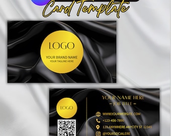 Business Card Template, QR Code Business Card, Printable Calling Card, Editable Business Card, DIY Canva Template, Instant Download