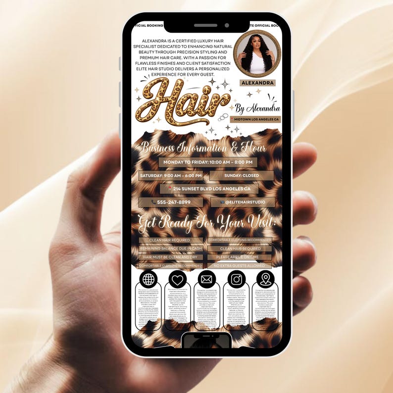 Acuity Scheduling Leopard Template, Acuity Template Hair Stylist, Acuity Booking Template Hair, Acuity Booking Website, Canva Editable