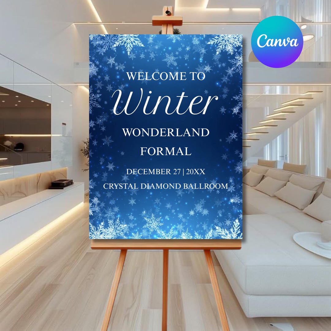 Winter Wonderland Welcome Sign, Snowflakes Welcome Sign Template ...