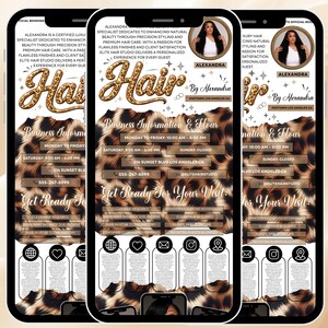 Acuity Scheduling Leopard Template, Acuity Template Hair Stylist, Acuity Booking Template Hair, Acuity Booking Website, Canva Editable