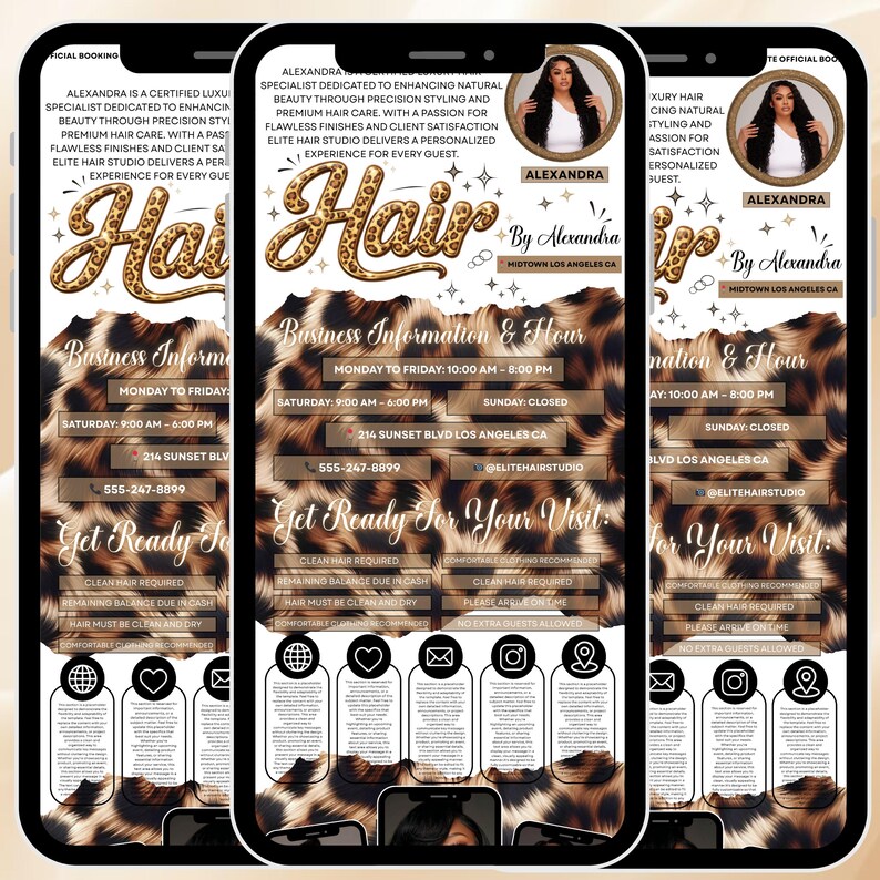 Acuity Scheduling Leopard Template, Acuity Template Hair Stylist, Acuity Booking Template Hair, Acuity Booking Website, Canva Editable