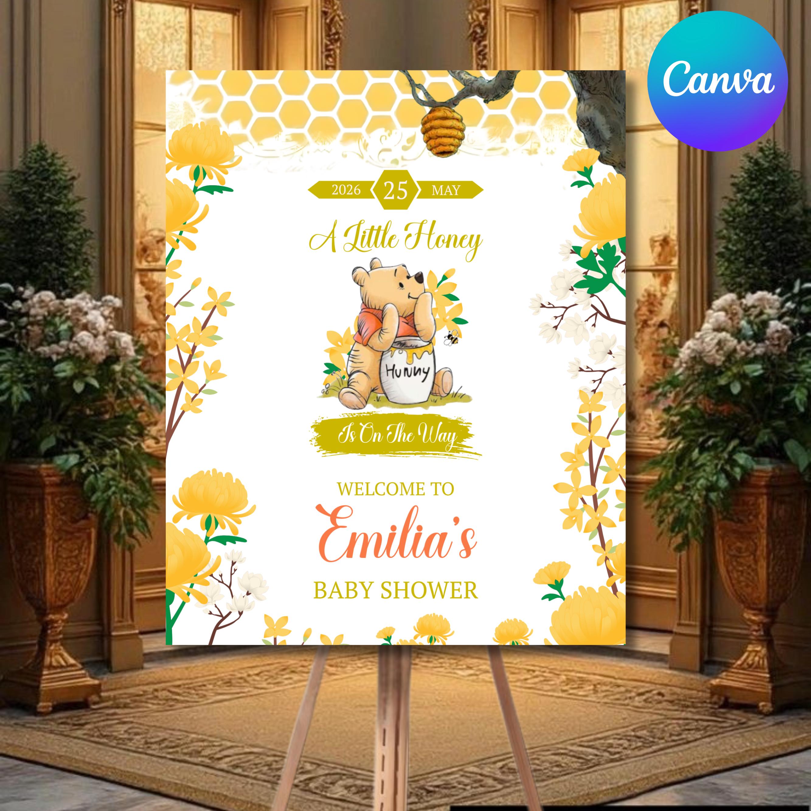 Welcomesign Rmch Winnie the Pooh Baby Shower Welcome Sign, Gender Neutral Welcome Sign ...