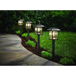4 Pack Bronze Gold Solar LED Path Lights, Outdoor Yard and Garden Lighting Set, Decorative Walkway Lights for Lawn, Driveway and Landscape