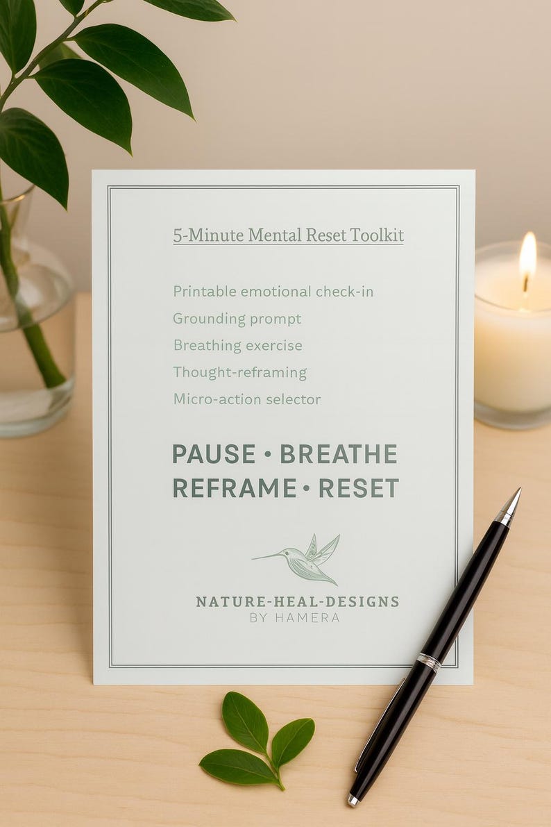 5 Minute Mental Reset Toolkit Printable Anxiety Relief Worksheet ...