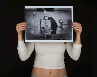 Street Art Print A3 Black and White – Urban Graffiti Wall Art, Industrial Decor, stampa arte urbana, Contemporary Street Art by Bifido