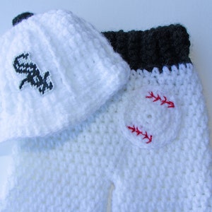 SALE  Chicago White Sox- inspired cap and pants SET size newborn to 2 months Crochet