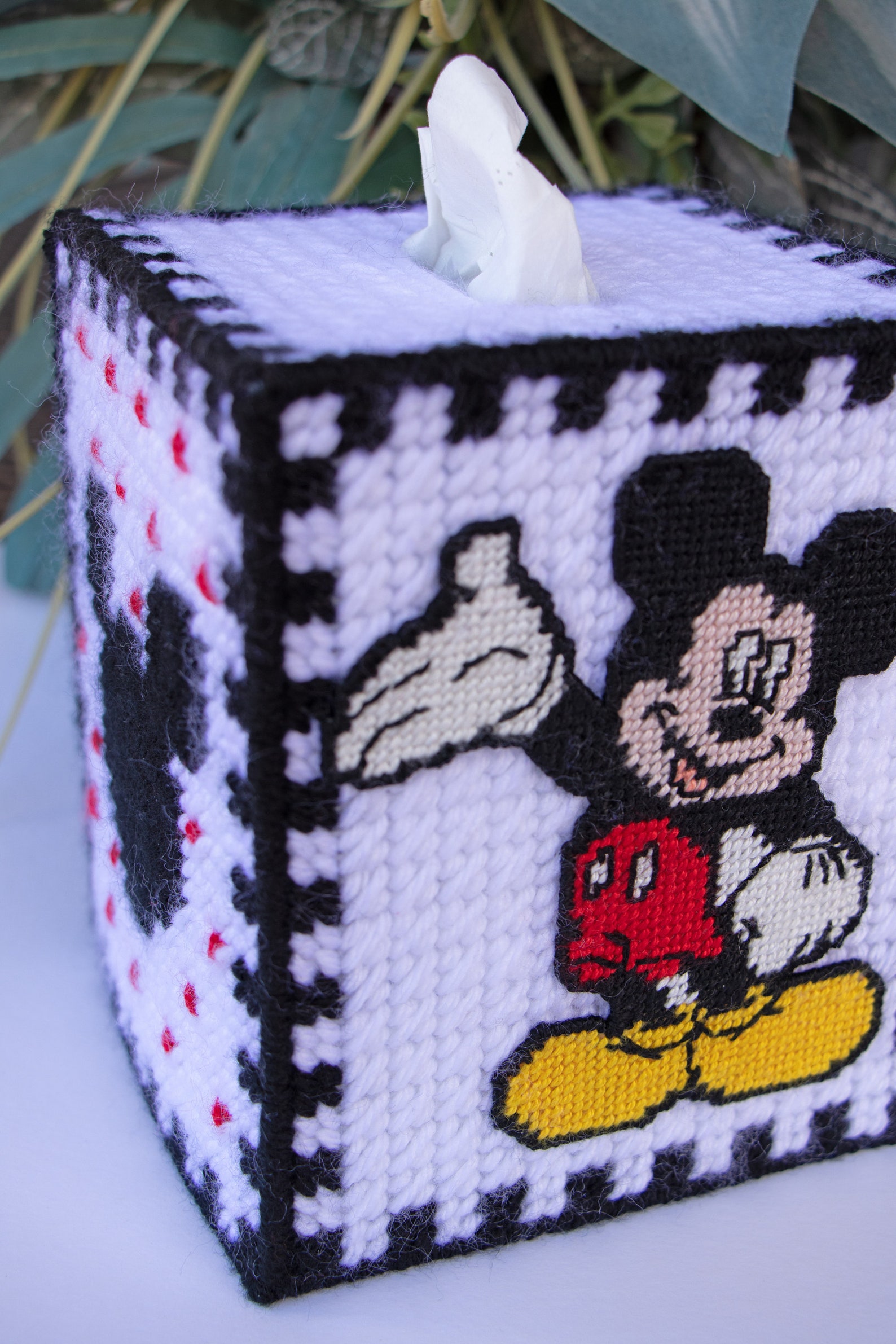 Mickey Mouse tissue box cove Yarn worked on plastic canvas Etsy