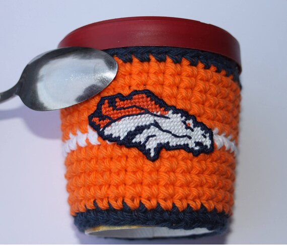 Denver Broncos Inspired Ice Cream Cozy One Pint Carton Crochet Etsy