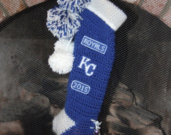 SALE  Christmas stocking Kansas City Royals inspired baseball Crochet