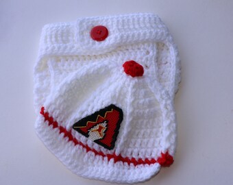 SALE  Arizona Diamondbacks inspired baseball cap & diaper cover Set Crochet