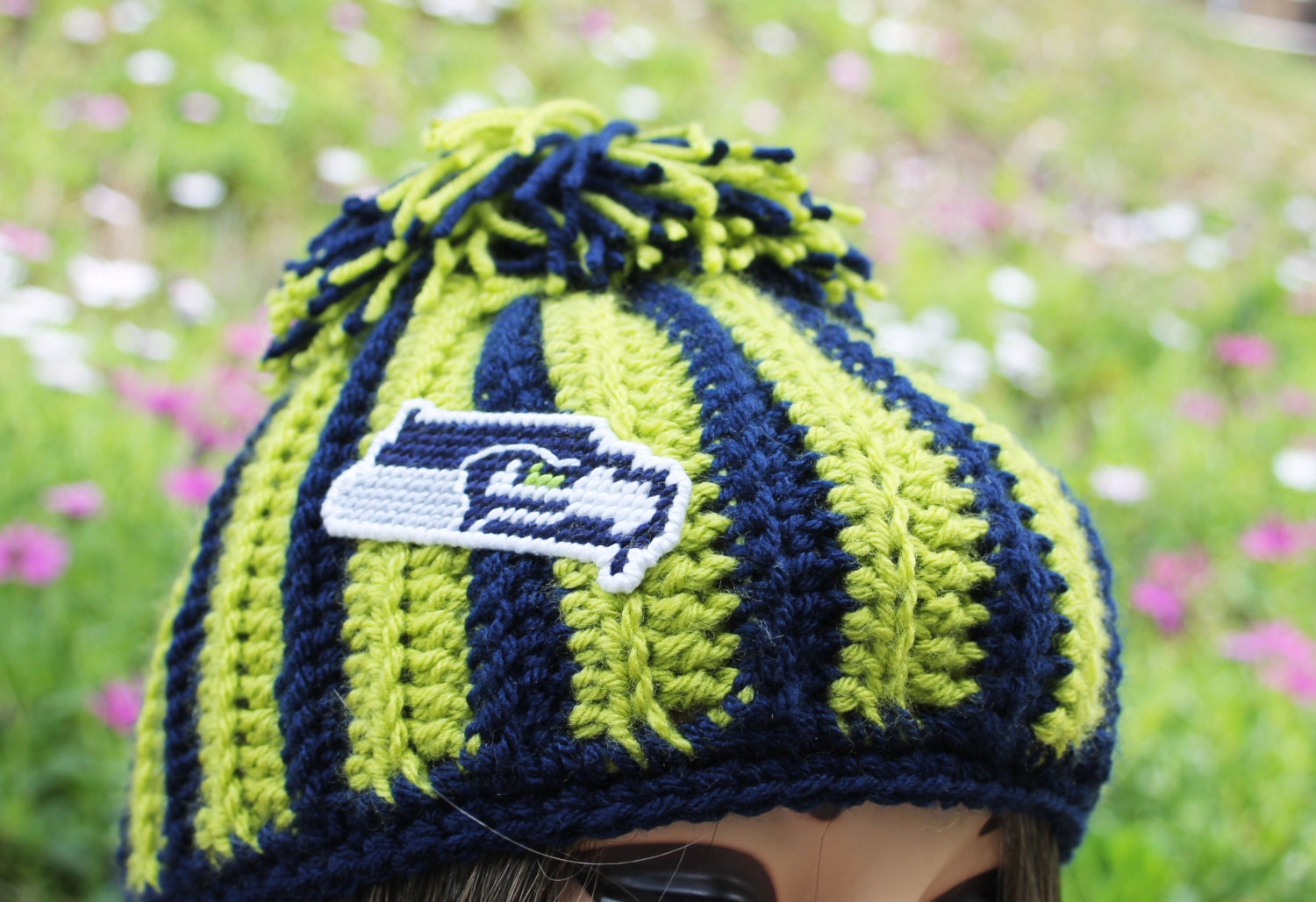 Seattle Seahawks Inspired Sports Hat With Floppy Pom Pom, 3-10 Yr