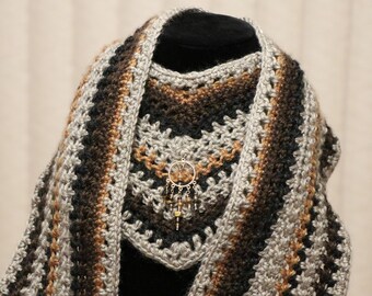 V-Neck Scarf with beaded accent Yarn Crochet