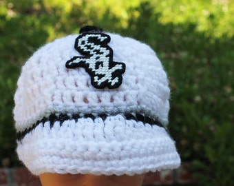 SALE  Chicago White Sox cap WHITE Boy or Girl Size 6-9 months Crochet