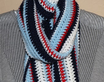 SALE  Tennessee Titans-inspired Scarf 82 inches long Football scarf Sport scarf, Crochet acrylic yarn