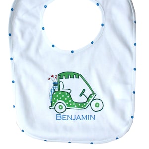 Personalisierte Golf Cart Baby Lätzchen