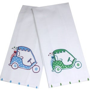 Green Golf Cart Tea Towel image 1