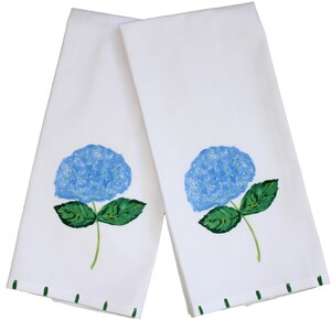 Summer Blue Hydrangea Kitchen Tea Towel Housewarming Hostess Gift