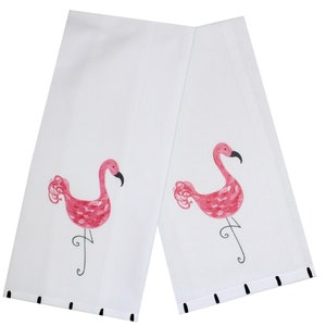 Pink Flamingo Kitchen Tea Towel