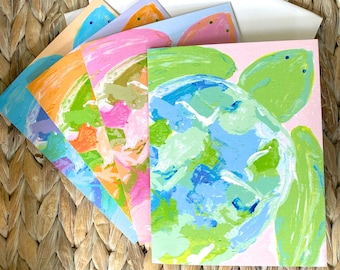 Jeu de cartes de correspondance coloré tortue de mer abstraite