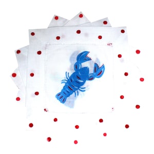 Nautical Lobster Linen Cocktail Napkins Coasters Beach Coastal Barware