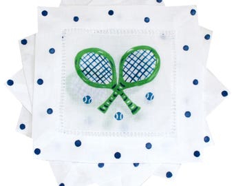 Tennisschläger Leinen Cocktail Servietten Tennis Geschenk Gastgeberin Geschenk