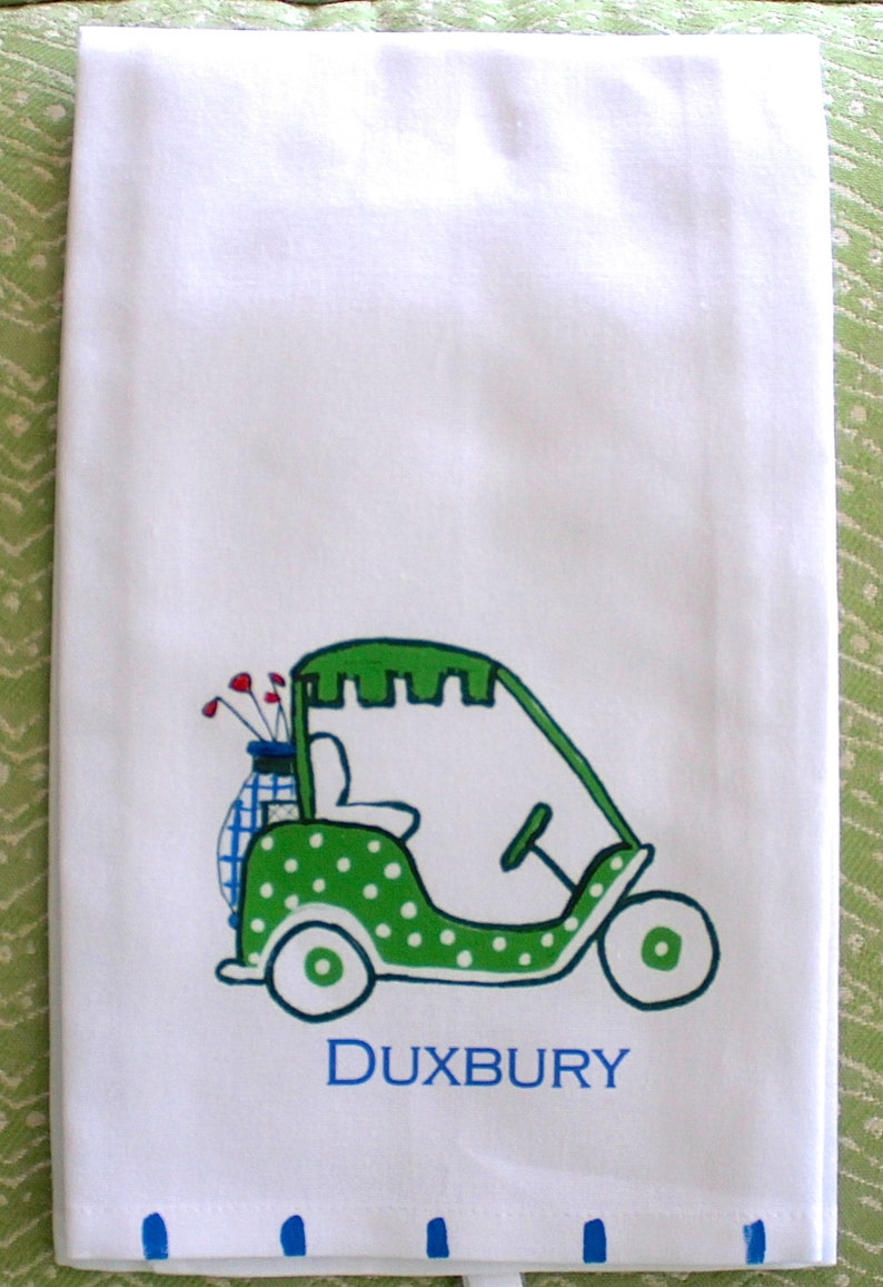 Green Golf Cart Tea Towel image 5