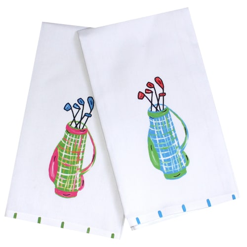 Colorful Golf Bag Tea Towel Etsy
