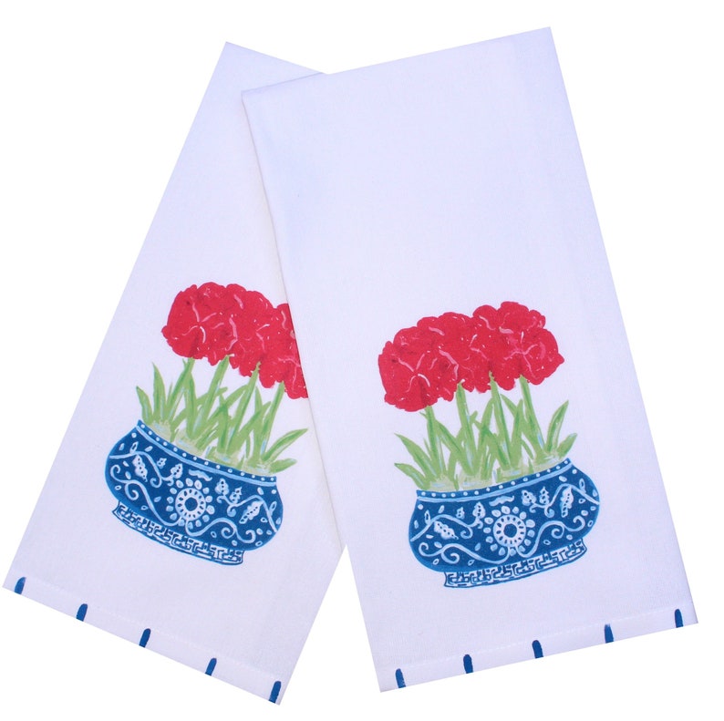Lemondaisy Design Chinoiserie Amaryllis Tea Towel