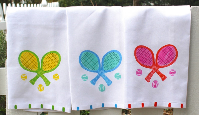 Lemondaisy Design Tennis Racquet Tea Towel