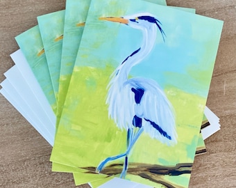 Blauer Reiher Vogel Briefkarten Set