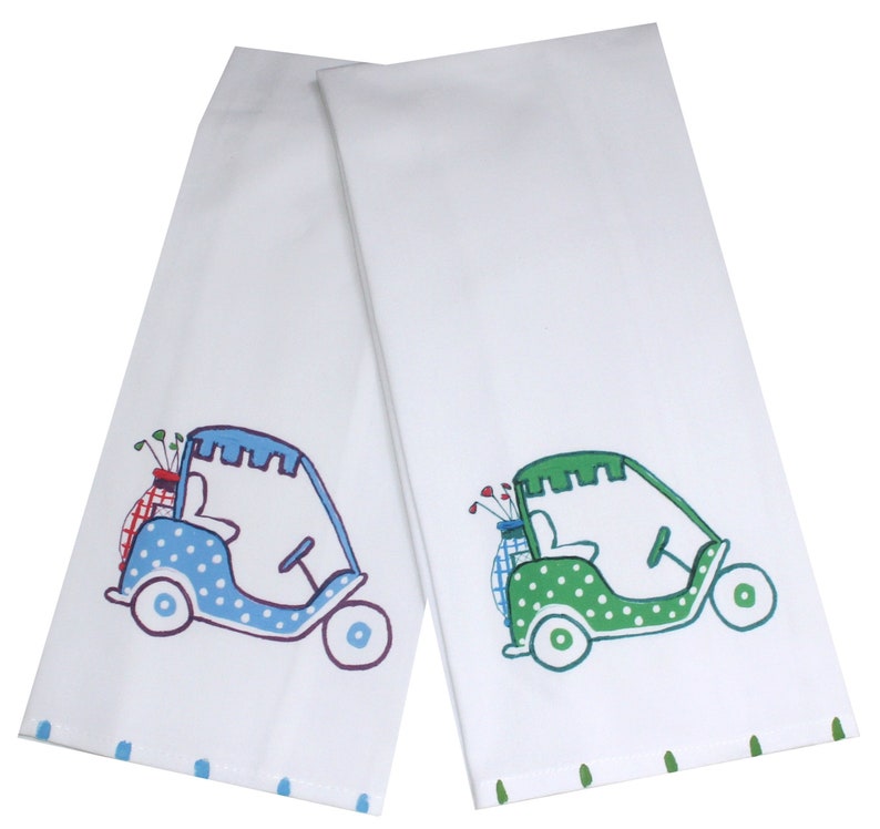 Green Golf Cart Tea Towel image 1