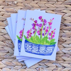 Chinoiserie Orchid Note Card Set van 4 Floral Art Note Card