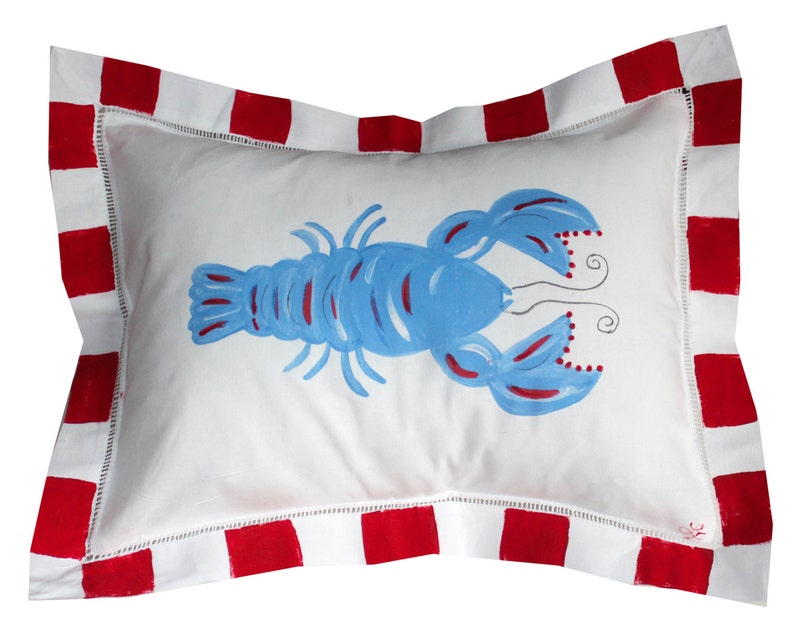 Lemondaisy Design Lobster Linen Pillow - Thumbnail 3