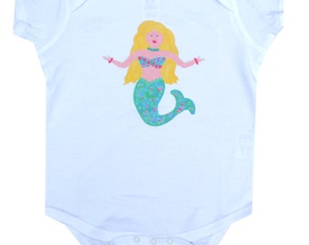 Mermaid Beach Baby Cotton Creeper Baby Gift Coastal Baby