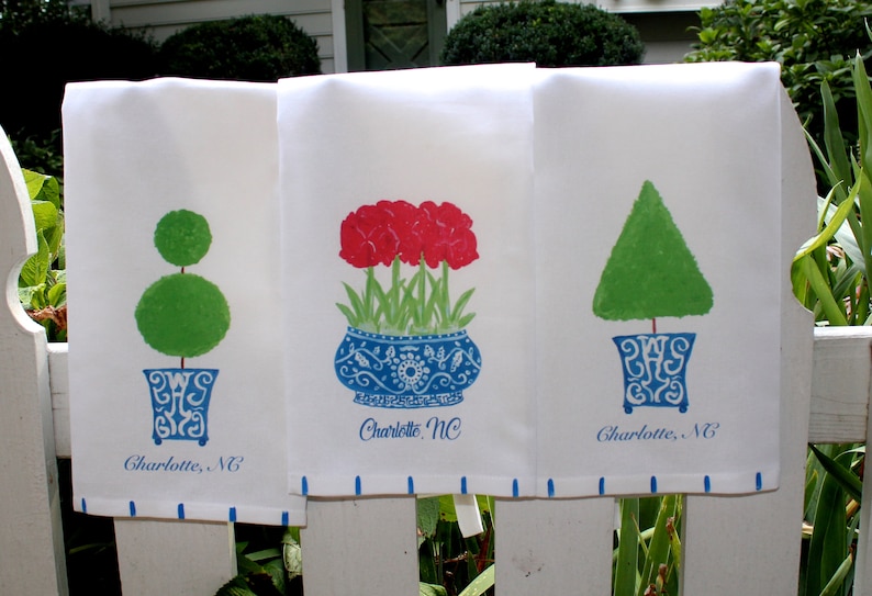 Lemondaisy Design Chinoiserie Amaryllis Tea Towel - Thumbnail 3