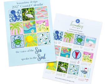 2027 Coastal Beach Art Desk Calendar: Beach Lover Gift