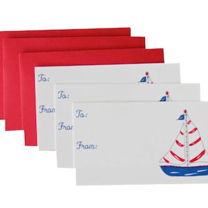 Carte regalo custodia nautica barca a vela blu bianco rosso