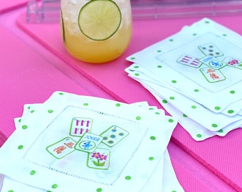 Colorful Mahjong Tile Cocktail Napkins