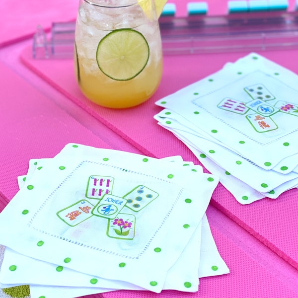 Colorful Mahjong Tile Cocktail Napkins