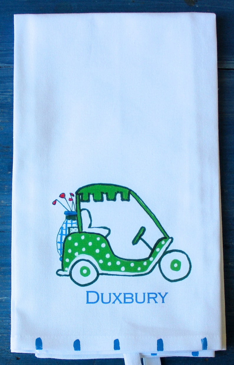 Green Golf Cart Tea Towel image 7