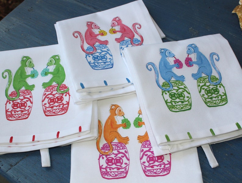Chinoiserie Holiday Monkey Cocktail Napkins - Thumbnail 3