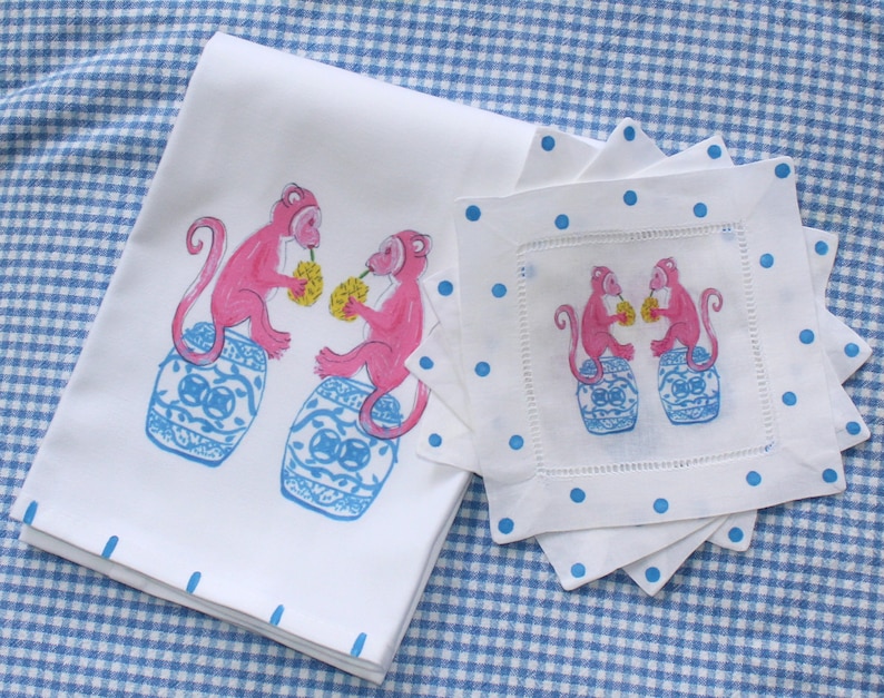 Chinoiserie Holiday Monkey Cocktail Napkins - Thumbnail 5