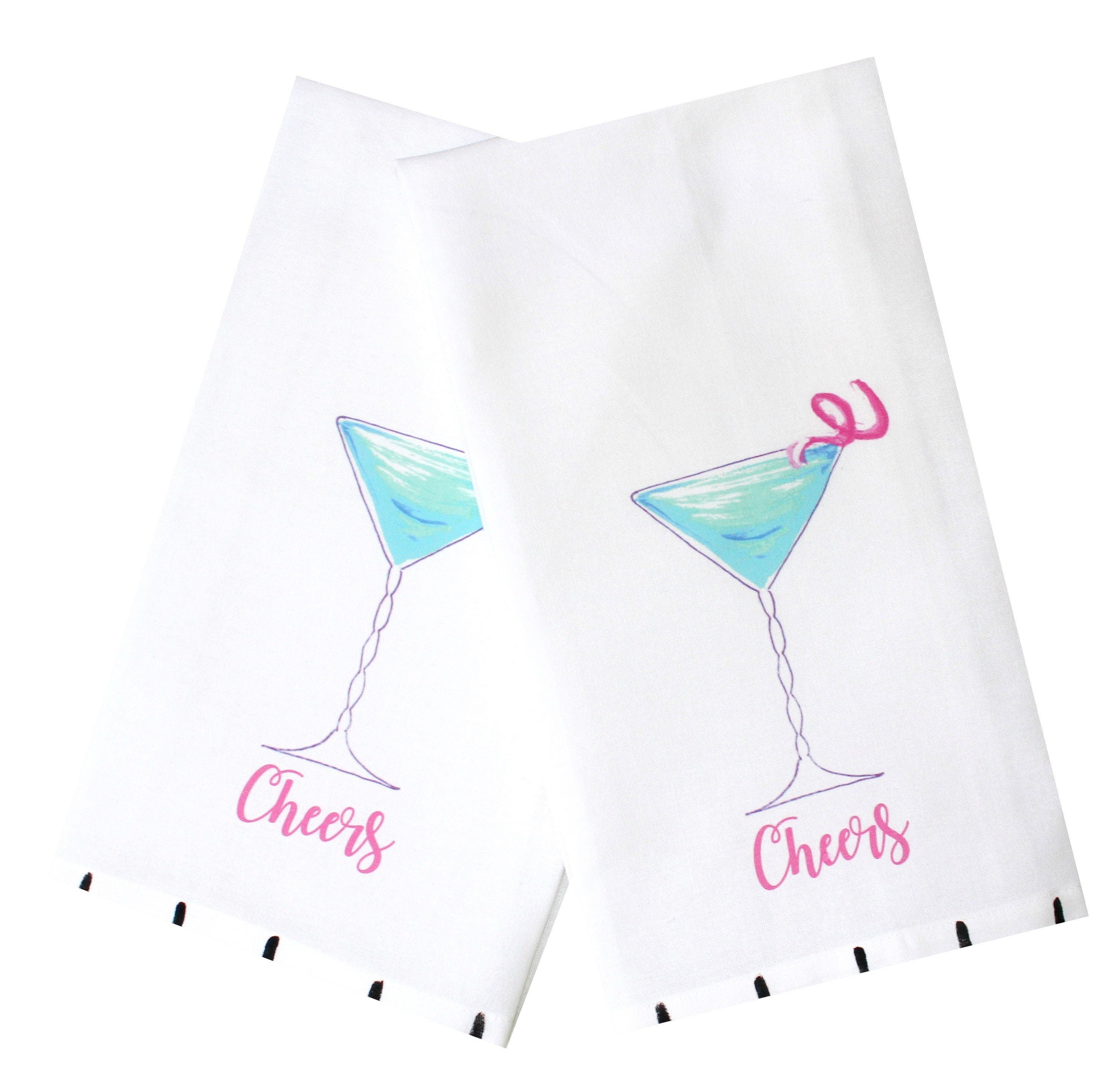 Cocktail Martini Towels, Drink Themed Kitchen Towels, Bar Towels 