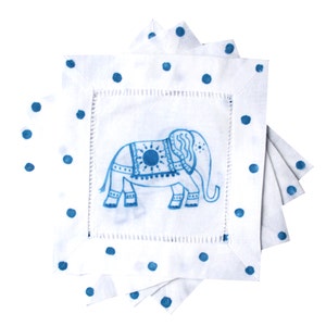 Blau-weiße Elefant-Cocktailservietten