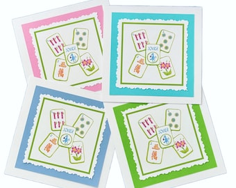 Jeu de cartes de correspondance de mahjong découpées à la main