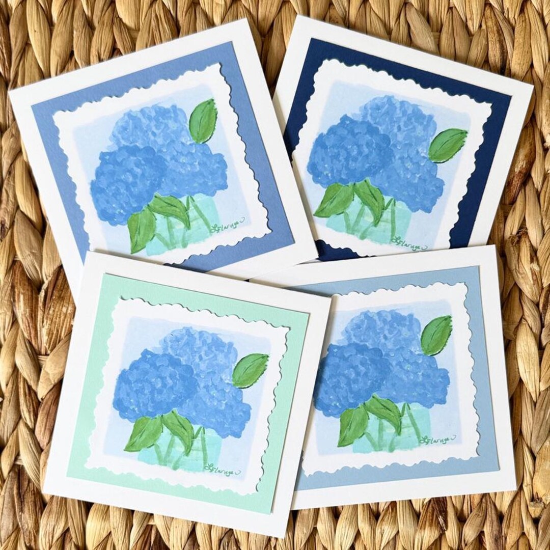 Hydrangea Blossoms Original Art Hand Cut Note Card Gift Set - Etsy