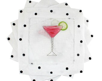 Pink Cosmo Leinen Cocktail Servietten Personalisiert