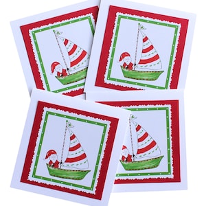 Sailboat Santa Christmas Cards