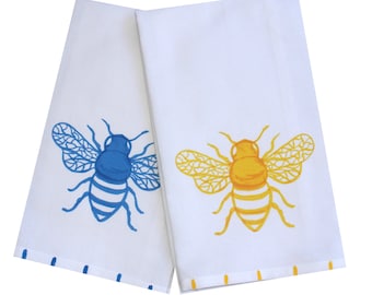 Honey Bee Cotton Kitchen Towel: Hand-Painted Accents