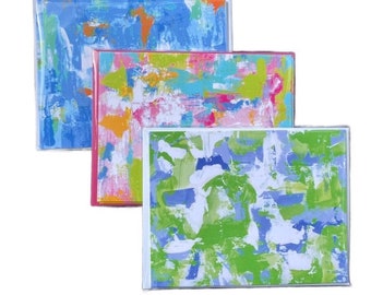 Abstract Art Tropical, Blues or Greens Note Card Set Linen Finish Gift Idea